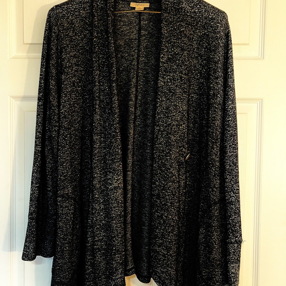 Style & Co. Black and White Knit Cardigan - Picture 1 of 6